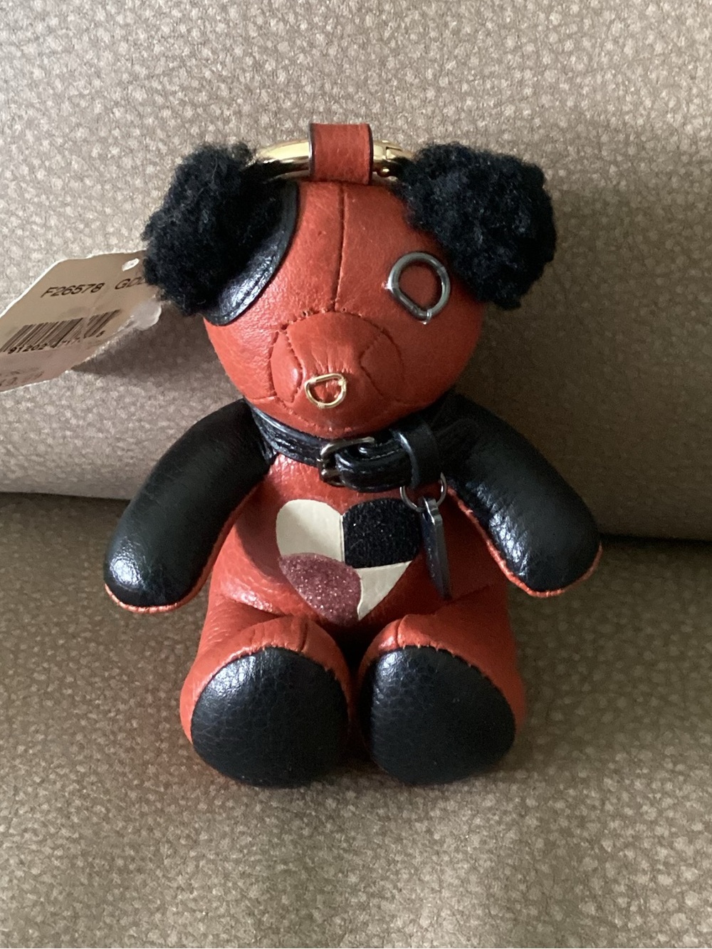 Coach Graphic Heart Leather Bear Charm